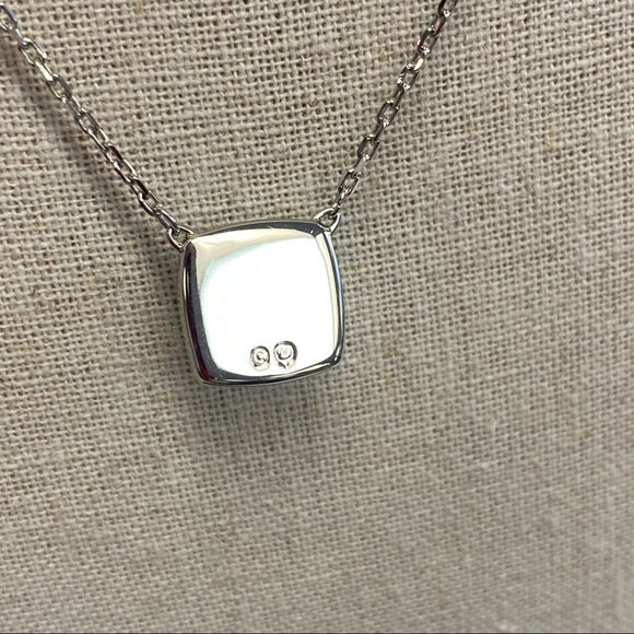 Swarovski Crystal Aqua Blue Square pendant Silver Tempo Necklace - No Box - Picture 5 of 7